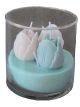 Composizione Candela in Bicchiere con Tulipani